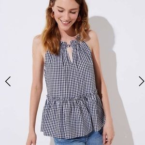 LOFT Gingham Peplum Halter Cami